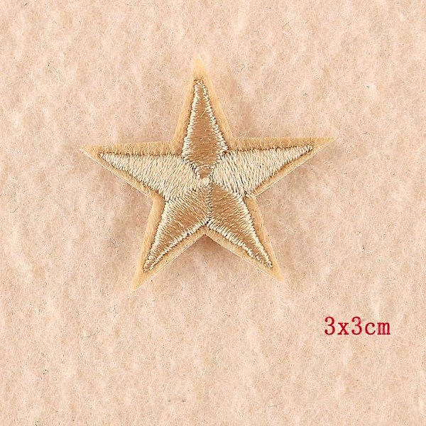 10 stjärnor broderade märken att sy eller stryka fast för kläder DIY applikationer hantverksdekoration beige