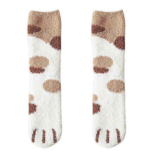 Dame Fuzzy Sokker Vinter Varme Bløde Hyggelige Fluffy Mikrofiber Hjemmesko Sovesokker Damer Strømper polka dot khaki