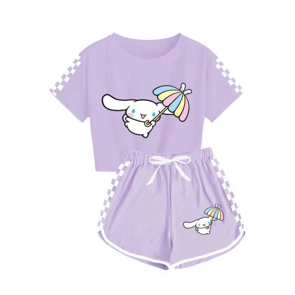 Sanrio Jade Dog T-paita + shortsit urheilupyjamat pojille ja tytöille lasten set Purple 120cm