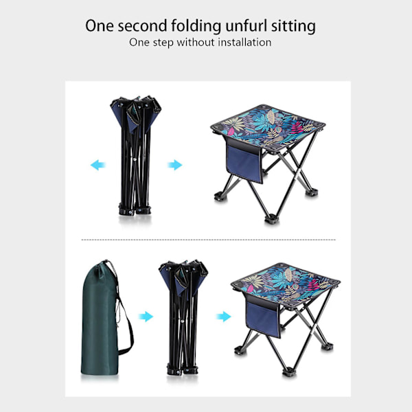 50% RABAT, Foldbar Skammel Sæde Bærbar Teleskopisk Camping Fiske Rejse Stole blue 33cm