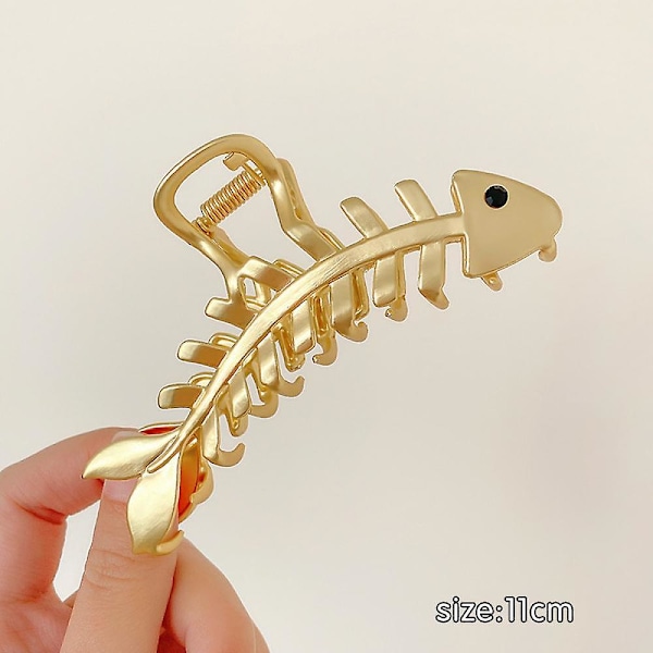 Gold Hairpin Fishbone Design Metal Hairpin Irregular Geometric Hairpin Grip Elegant Fishbone Hairpin