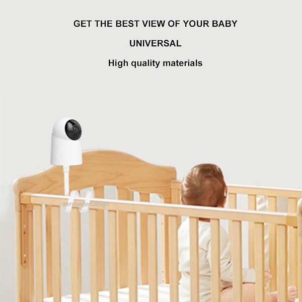 Babymonitorhållare med 1/4 skruv, kamerahållare, vridbart och lutbart fäste, kamerahållare, flexibel och justerbar, ingen borrning krävs, för spjälsäng, whiite