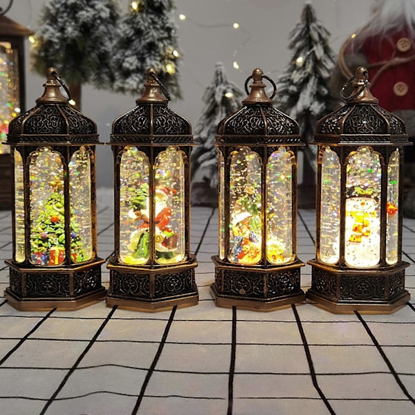 Julelanterne i europæisk retro-stil - Juletræ/Snemand LED-bærbar natlampe til hjemmet - Dekorationer til ophængning 1