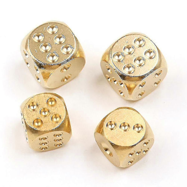 5 kpl 15 mm metallista noppaa kotelossa, 6-sivuinen kultainen mahjong-noppasetti