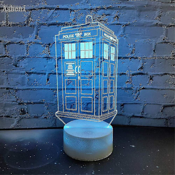 7 farver skiftende lampe Doctor Who Politiboks 3d lampe akryl led usb bordlampe -q b2 ZD