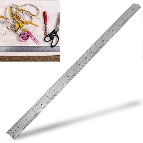 2 st Stål Linjal Träbearbetning Märkningslokaliserare Mätband Dubbelsidig Skala 50cm