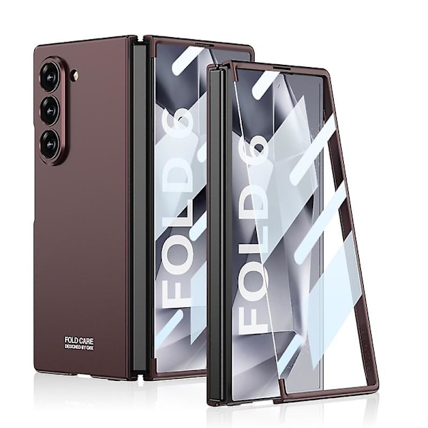 Z Fold 6 -kotelo näytönsuojalla, ohut PC-kotelo, kattava iskunkestävä suojakotelo Samsung Galaxy Z Fold 6:lle red