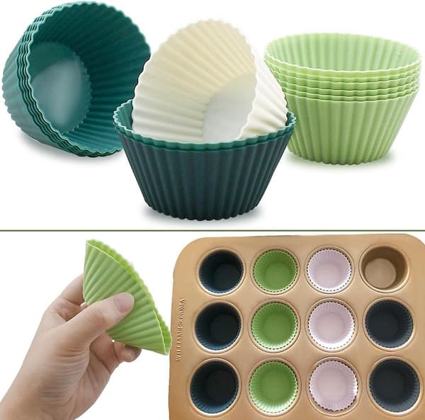 Silikon Bakformar Återanvändbara Muffinsformar Non-stick Cupcake Form Set Silikon Cupcake Formar-D new zd 12pcs