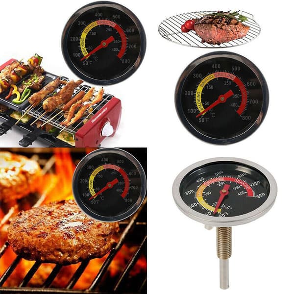 BBQ temperaturmåler grill ryger rustfrit stål grilltermometer 50-400 ZD b2
