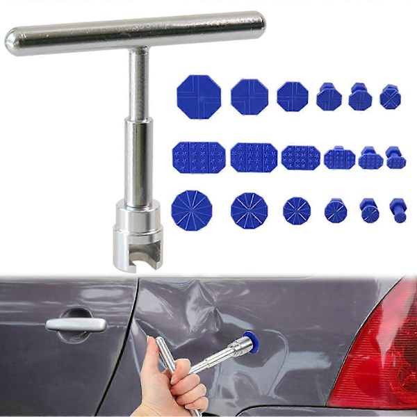 Car Dent Puller Kit, Car Paintless Dent Removal Tool, Portable Dent Removal Puller T Bar With 18 Gasket Suction Cup -CNSZ