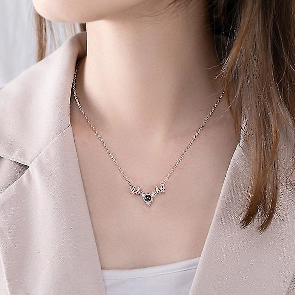 Kjedeanheng i S925 sterlingsølv med gevir for kvinner white gold color