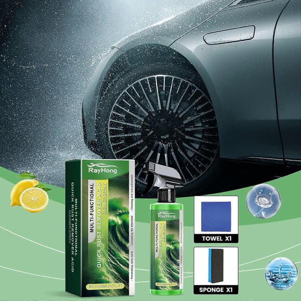 Rustfjerner Spray for Bil - Overflaterenser og Avfettingsmiddel, Sitronsyreformel for Rask Rustfjerning og Beskyttende Belegg