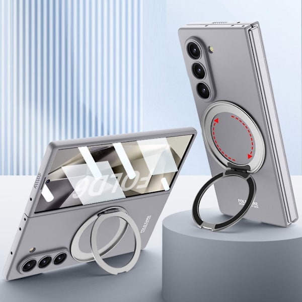 Magnetiskt Skal för Samsung Galaxy Z Fold 6 Kompatibelt med Magsafe, Inbyggt Skärmskydd Smalt PC Stötsäkert Skal gray