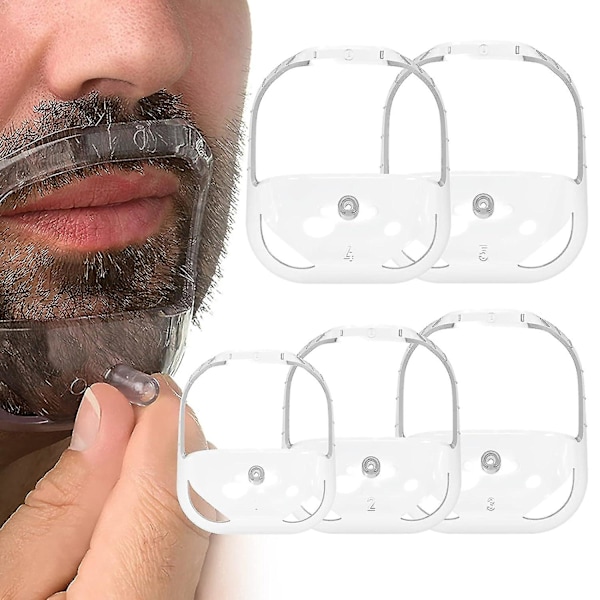 5 Størrelser Goatee Skæg Former Skæg Styling Værktøj Til Mænd, Skæg Formningsskabelon Til Hårfæste Line-up, Kantning, Overlæbe, En Gave Til Far white 2pcs