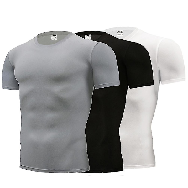 Herre Gym Fit T-skjorte Tilsittende Stil Muskel Fit Treningstopp Kroppsbygging Mote ZD B2 black s