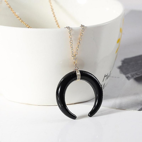 Men Women Necklace Alloy Chain Crescent Moon Pendant Necklaces Gift