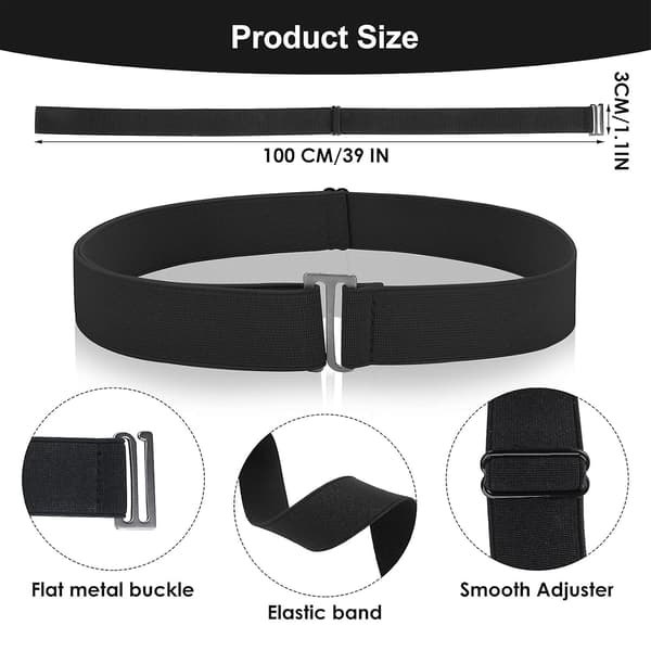 Usynlige Elastiske Stretchbelter for Kvinner - 2/6 stk 2pcs black and grey