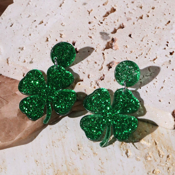 Sankt Patricks Dag Øreringe til Kvinder og Piger, Irske Shamrock Hængende Øreringe Grønne Kløver Drop Øreringe Held & Lykke Smykker Gave style 6