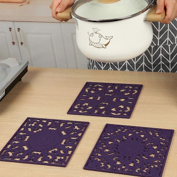 Anti-skåldingsputer Multifunksjonelle for varmeplater Varmebestandig silikonmateriale purple