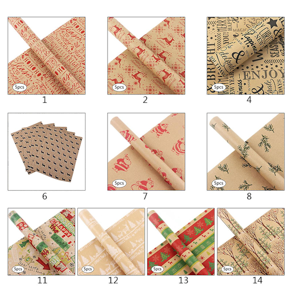 Julklappsinpackningspapper för Julfest, Födelsedagspresent, 70x50cm 6