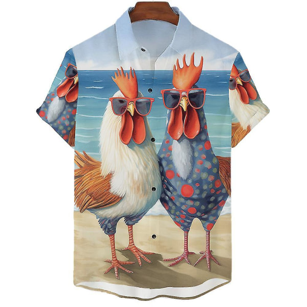 Chicken Hawaiian Shirt Tropic 3d Printed Paidat Miesten Naisten Rantapusero Miesten Ammatti Paidat Unisex Camisas ASF5E2311169 4XL