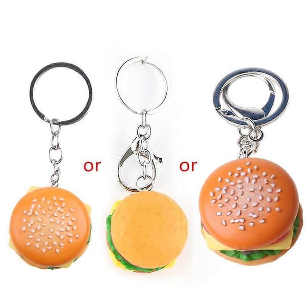 Hamburger Cheeseburger -polymeerimassasta valmistettu avaimenperä - Simuloitu ruoka riipus avaimenperä