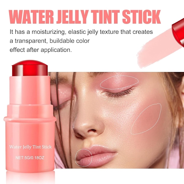 Mjölkkylande Vattengelé-Tint, Vattengelé-Tint Stick, Mjölkgelé-Tint Gelé Rouge Stick, Transparent Läpp- & Kindfärg Byggbar Vattenfärg Finish d