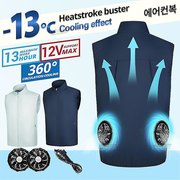 2024 Cool Vest Bärbar Kylfläkt Väst Luftkonditionerade Kläder Kylning 13 Timmar För Hög Temperatur Arbete Fiskeväst Vandring -JRDG 4xl