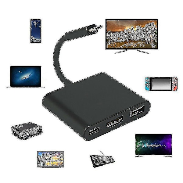 1080p 4k Hdmi-sovitin yhteensopiva usb-c Hdmi-muunnin tyyppi-c Hub-sovitin Hdmi-sovitin yhteensopiva kytkin Usb-c HdmiVain yksi sovitin ZD C
