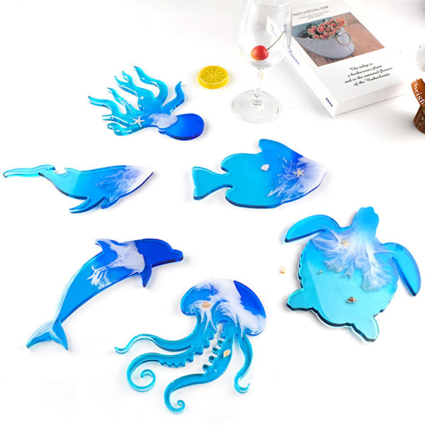 Udsalg Diy Epoxy Form Marine Biologisk Vinreol Bakke Silikonform Epoxy Harpiks Sæt