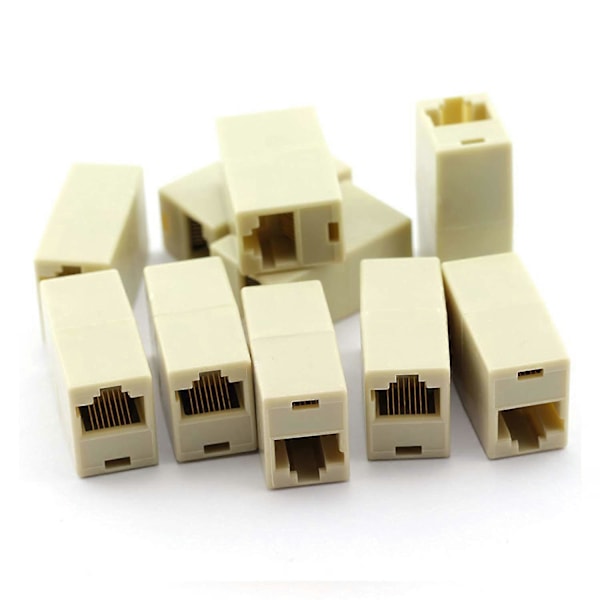 10 kpl RJ45-liitäntä CAT5 CAT5E jatkokaapeli Ethernet LAN-kaapeliyhdistin (A-5-F6)