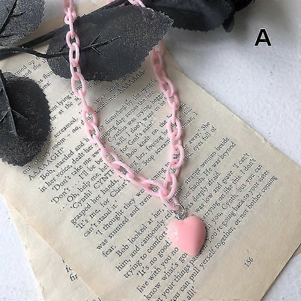 Halsband med bokstavstryck i harts/glänsande hjärta, justerbar längd, halskedja, smycke, kärlekshänge, halsband white c