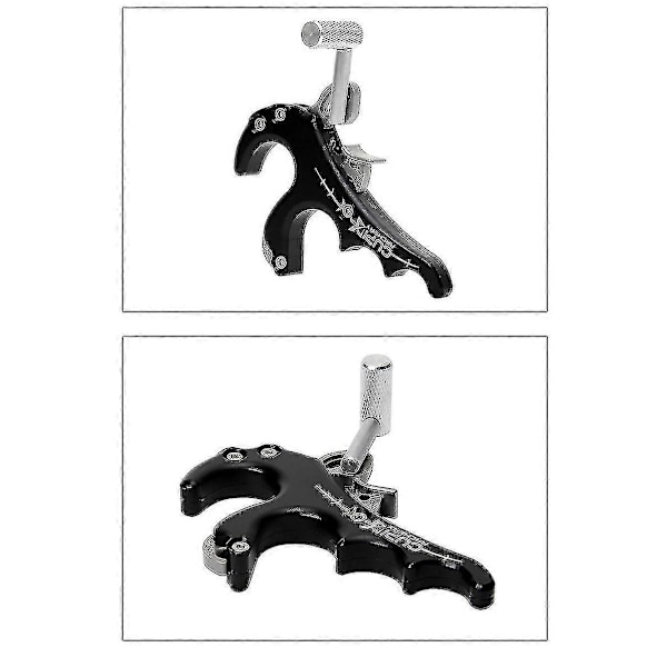 1 st Fingerbåge Tummeavtryckare, 4 Fingers Fingerbåge Släpphjälp Grepp Fingerbåge Tumme Kaliper Sammansatt Båge Skjut Jaktverktyg Delar Svart