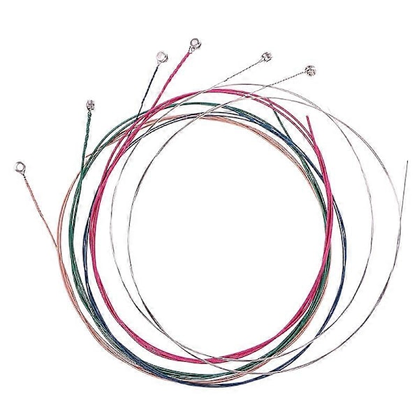 1 Set 6 st Rainbow Färgade Strängar för Akustisk Gitarr Ukulele Instrument