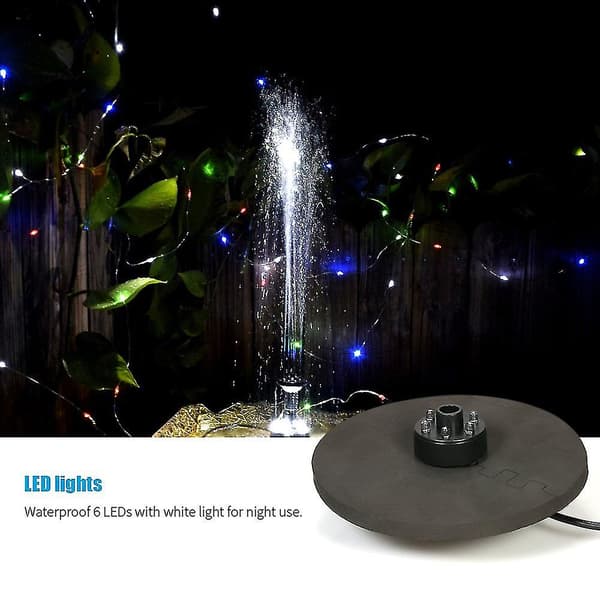 Solcellsfontänpump med LED-belysning, 1,5 W flytande solpanel -CHJR