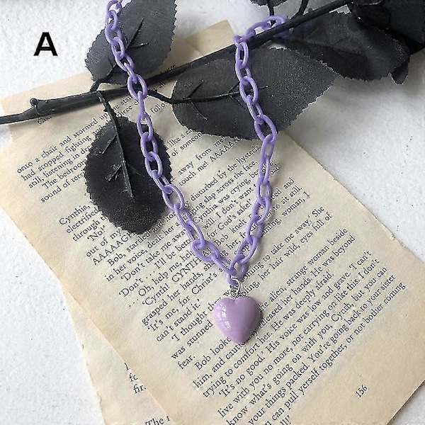 Halsband med bokstavstryck i harts/glänsande hjärta, justerbar längd, halskedja, smycke, kärlekshänge, halsband blue a