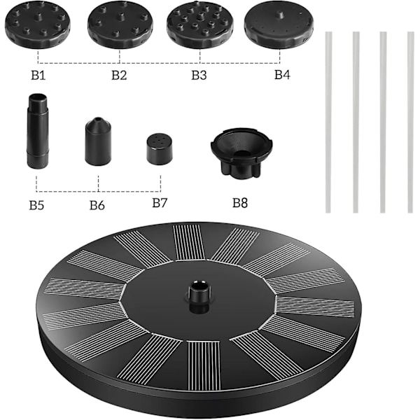 Solcellsfontänpump, solcellsdrivna vattenfunktioner för trädgården, flytande solcellsdammpump för fågelbad, pool, uteplats, damm och fiskakvarium -T 13cm