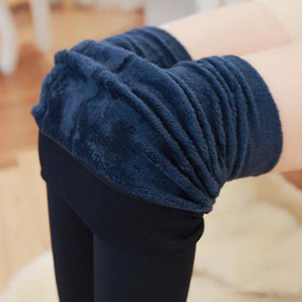 Fleecefodrade Varma Leggings Byxor för Kvinnor navy blue
