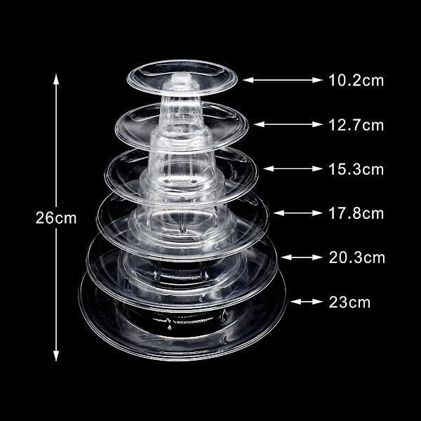 Rund Macaron-Tårta 6-Vånings Transparent Kakställ Plast Macaron Displayställ För Bröllop Födelsedagsfest Dessert
