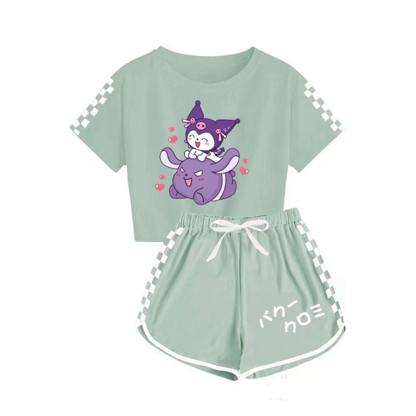 Kuromi sportsdragt med print til drenge og piger med T-shirtshorts Light purple 140cm