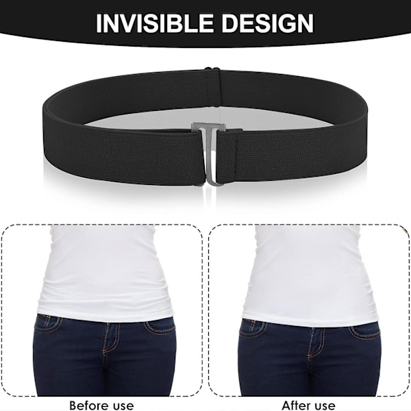 Usynlige Elastiske Stretchbelter for Kvinner - 2/6 stk 2pcs black and grey