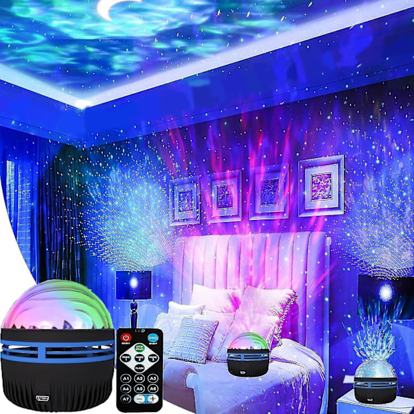 2 i 1 Nordlys og Ocean Wave Projektor med 14 lyseffekter ZD A a