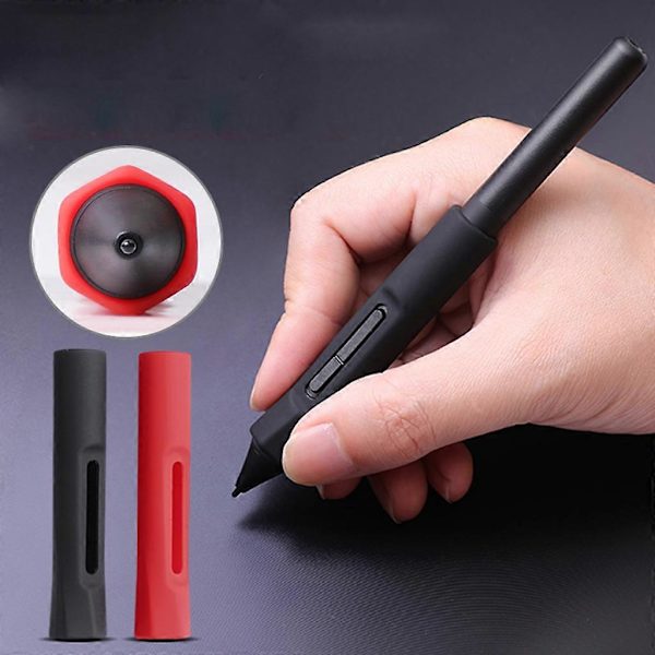 Skyddande silikonhylsa med pennhållare för Wacom- CTL472 CTL672-penna red