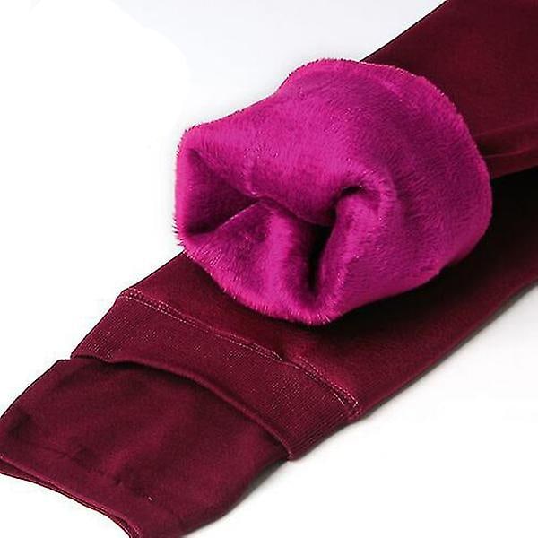 Fleecefodrade Varma Leggings Byxor för Kvinnor wine red