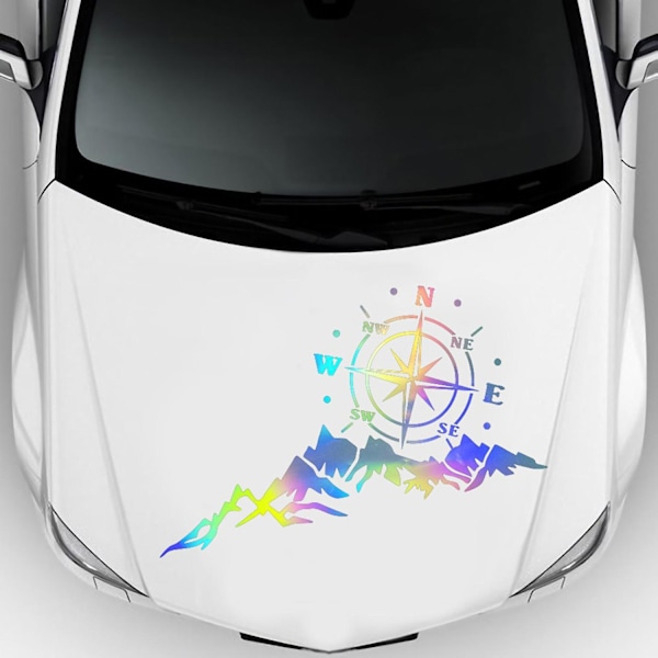 1 stk. Bilsticker Bjerge Kompas Navigations Stil Farverig Bil Lastbil Sticker Dekal Auto Mode Dekoration