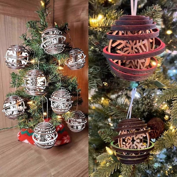 3D-kaksoiskierteiset lumihiutaleet, joulukuusen riipuskoriste, 3D-puinen kierteiset lumihiutale joulukuula joulukoriste -CHSZ 1pcs