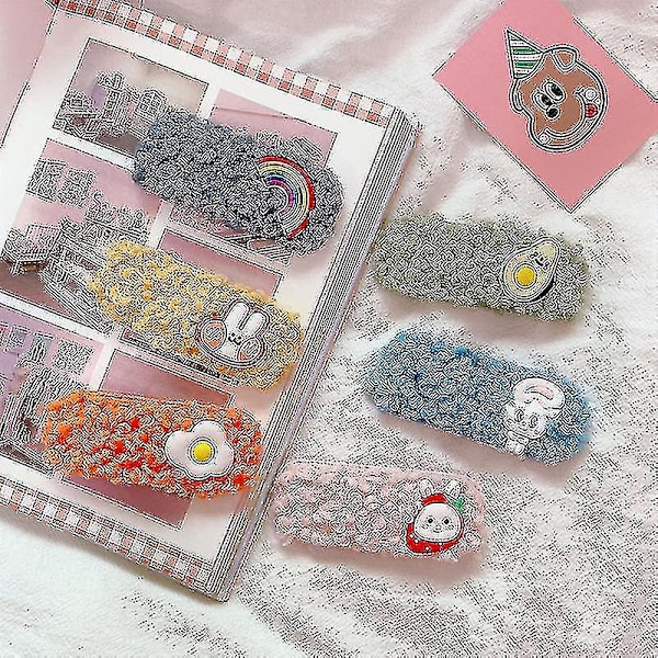 1 st söt djur plysch hårnål hårnål klämma i hår accessoarer barrettes kvinnor flicka sidoklämma hårnål klämma nät röd huvudbonad 6