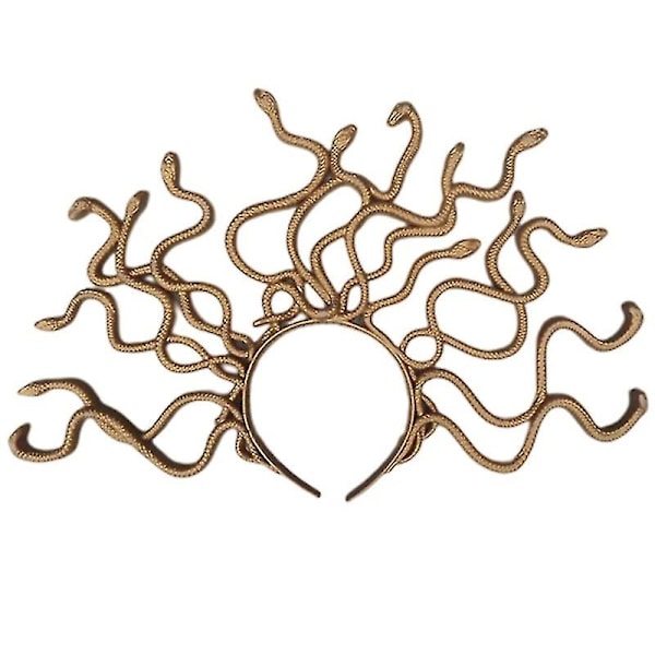 Medusa Slange Kostyme Hodebånd Medusa Hodebånd Hodeplagg Utkledelig Hodeplagg For Karneval Mardi Gras Maskerade Fest Qkf -GSL large golden medhad