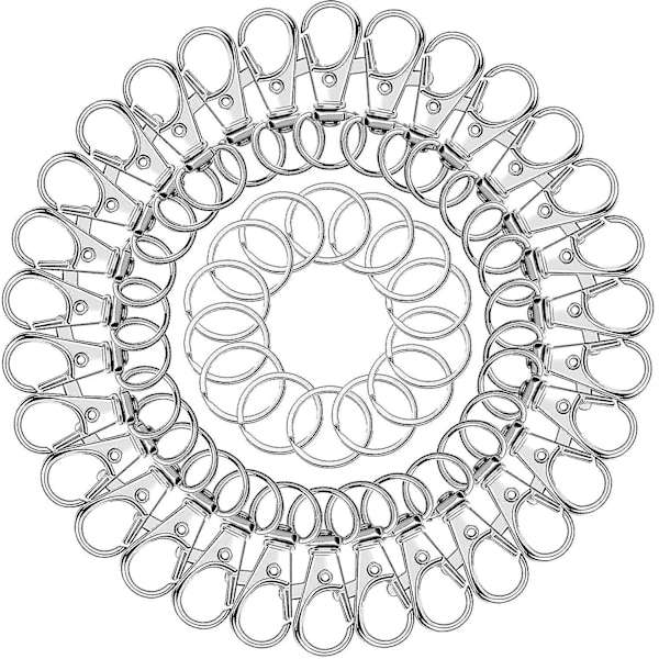 100 stycken guld roterande spänne för nyckelband med nyckelring, nyckelkedja krok hummer silver