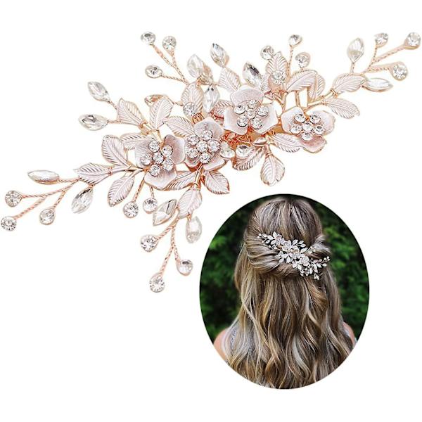 Bryllupshårklemme Rose Gold Bryllupshårtilbehør Sprette Hårdekorasjoner